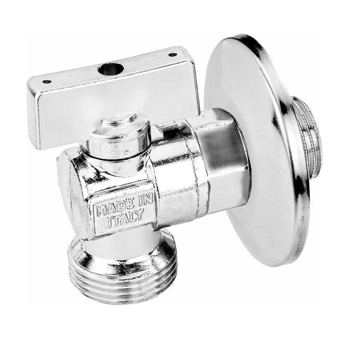 RUBINETTO MIGNON LAVATRICE IN OTTOPNE CROMATO A SFERA CON ROSONE 1/2X3/4   VALVOSANITARIA BUGATTI S.P.A.