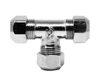 RACCORDO A T FEMMINA A TENUTA PTFE PER TUBO RAME CROMATO SERIE 6900 Ø12 X Ø12 X Ø12    PETTINAROLI