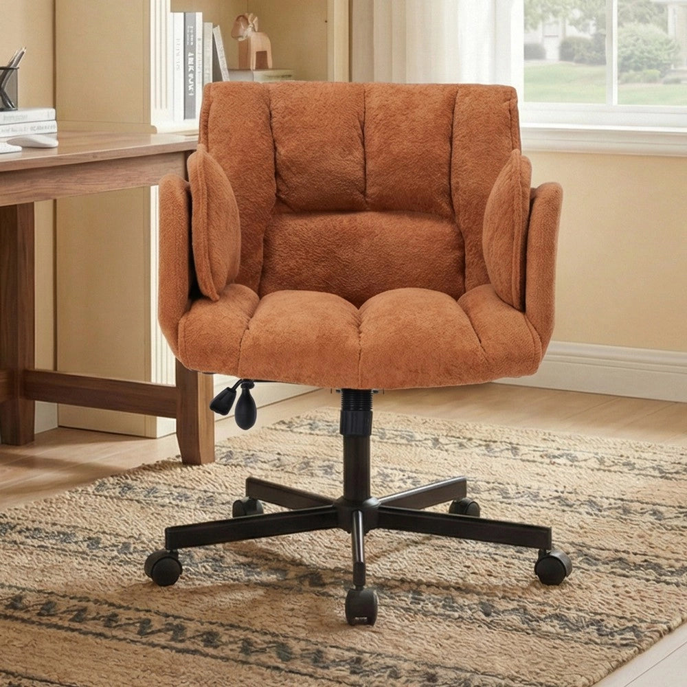 Sedia da Ufficio Girevole con Braccioli Pieghevoli e Rotelle ¨C MINIMAL ¨C Arancione, Regolabile in Altezza