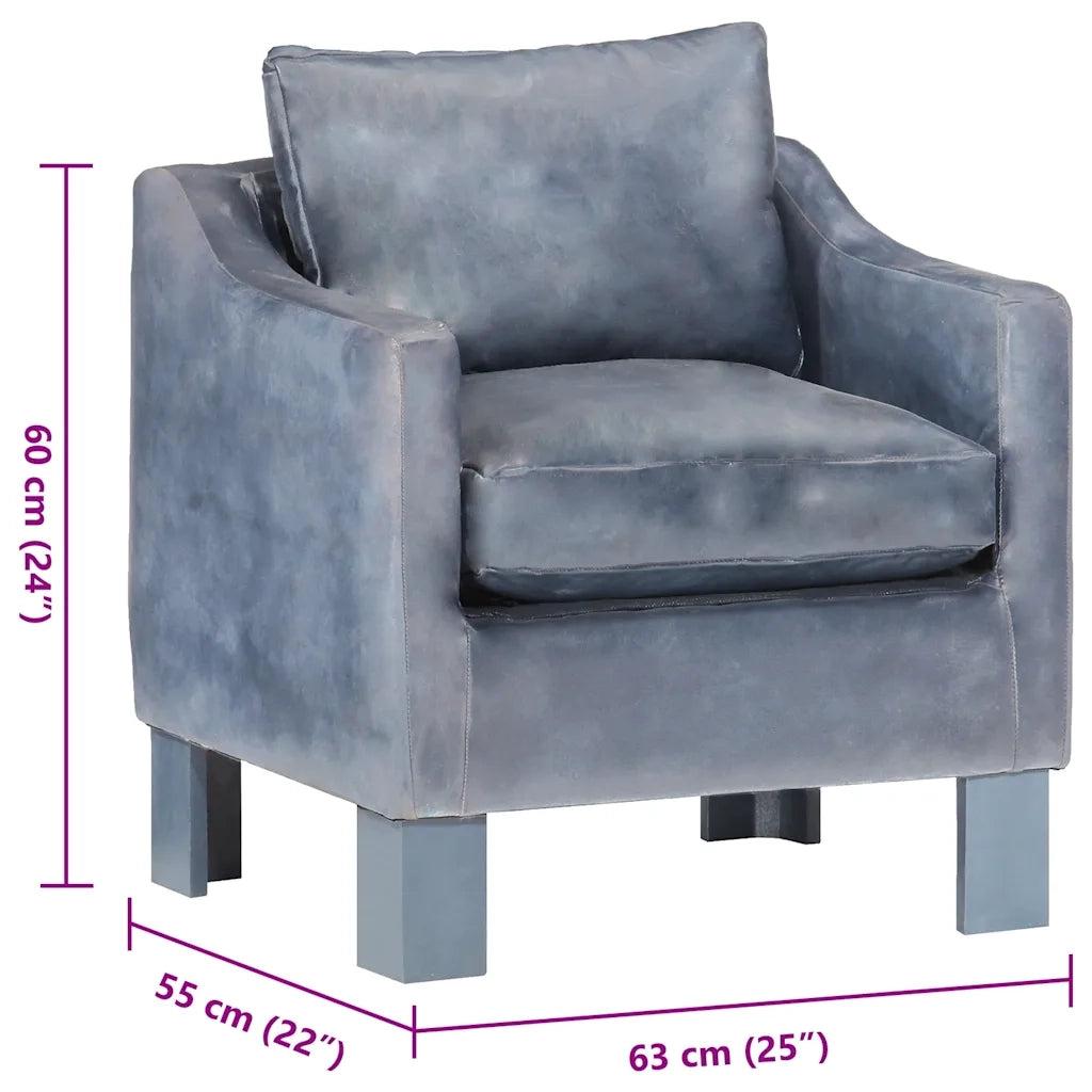 Poltrona Cabriolet Grigia in Vera Pelle 286957