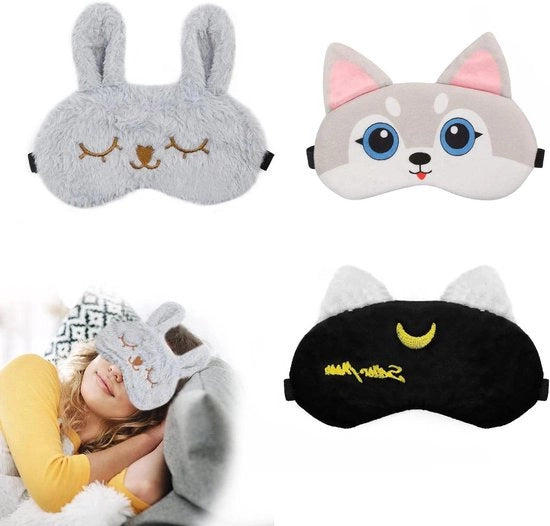 Occhialini per dormire - motivo carino - 3 pezzi - peluche