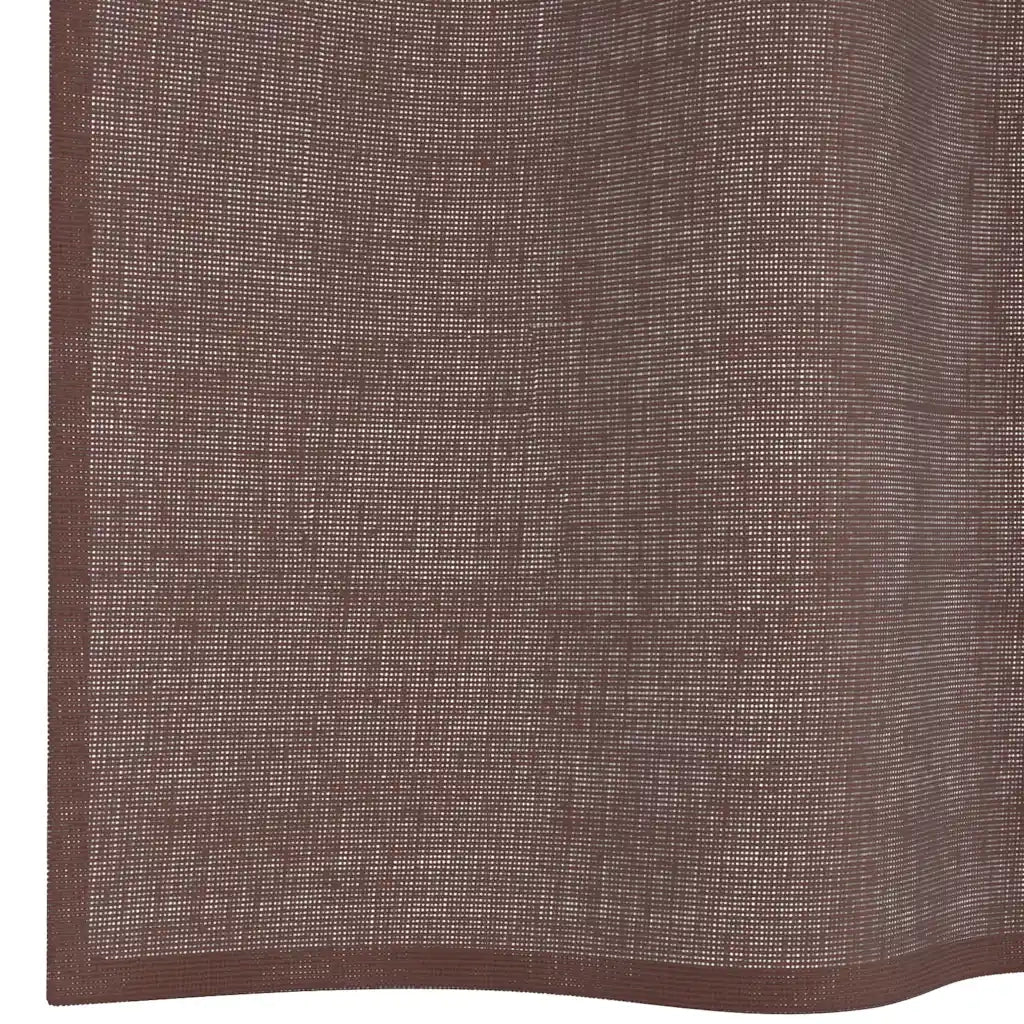 Tende in Voile con Occhielli 2 pz Marrone 140x140 cm 4102065