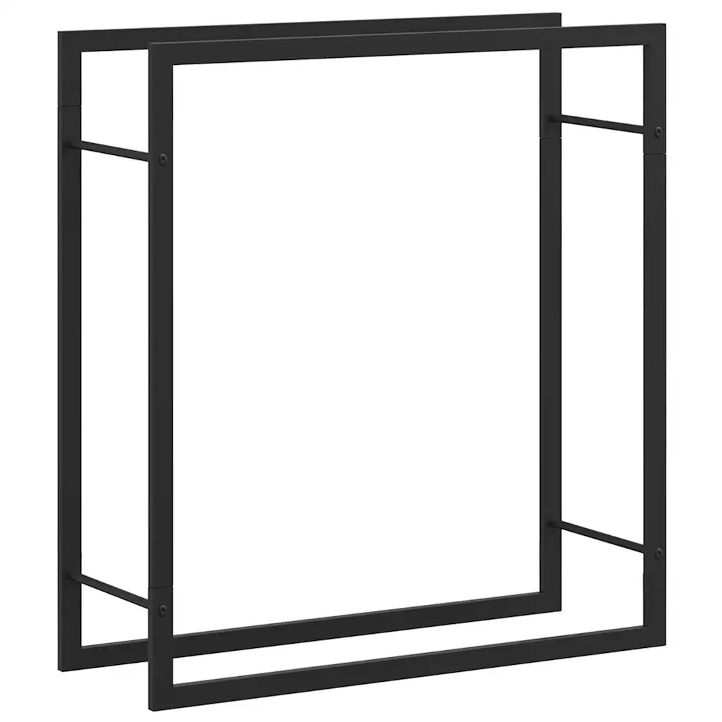 Portalegna-Scaffale per Legna Nero Opaco 80x28x86 cm in Acciaio