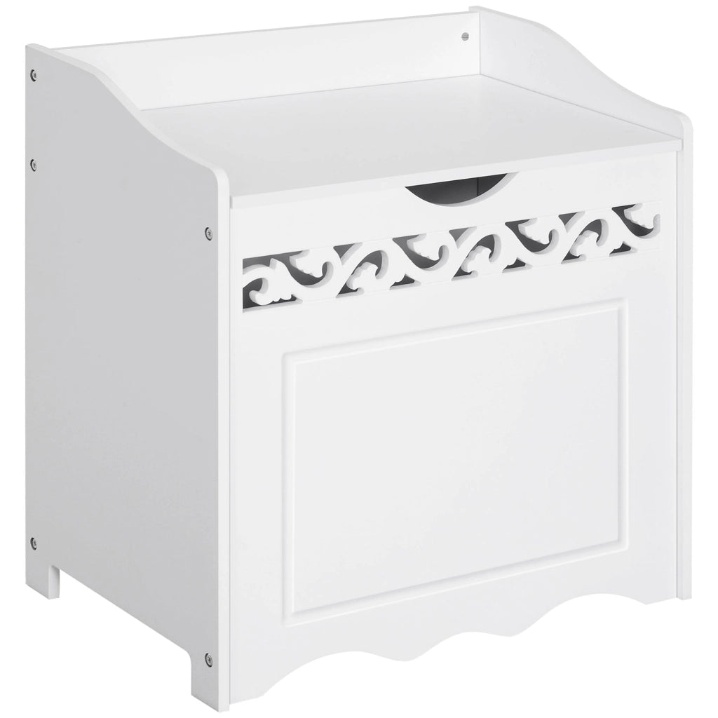Mobiletto Bagno Portabiancheria in Legno 55x34x58 cm  Floreale Bianco