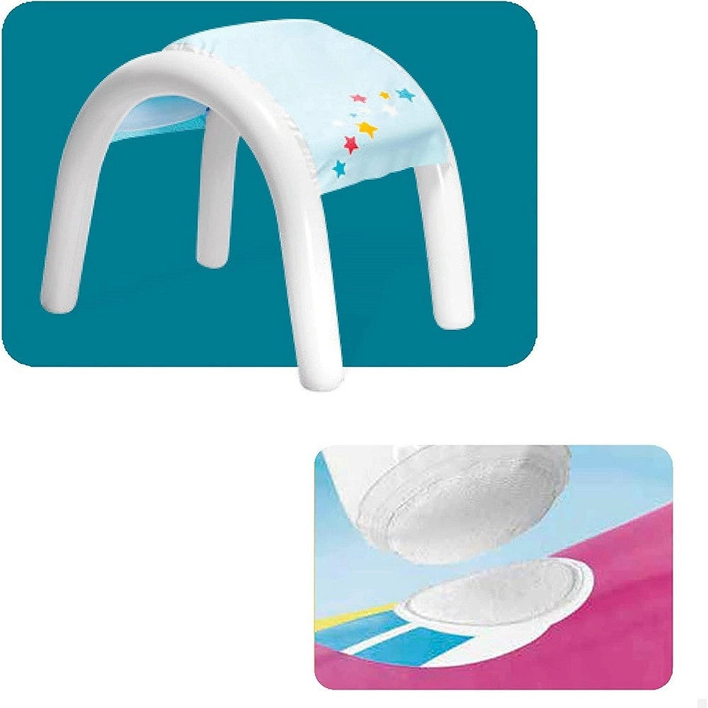 Trade Shop - Piscina Spruzzo Baldacchino Forma Unicorno Gonfiabile 254x132x109cm Bambini 58435 -