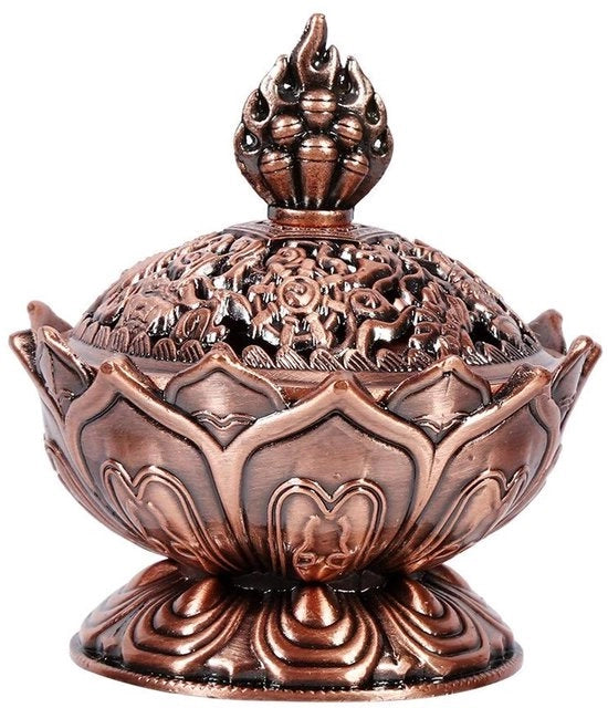 Bruciatore di Incenso per Meditazione - Contenitore per Incenso - Miscelatura di Zinco - Anticorrosivo - Sostenibile - Design Classico e Delicato