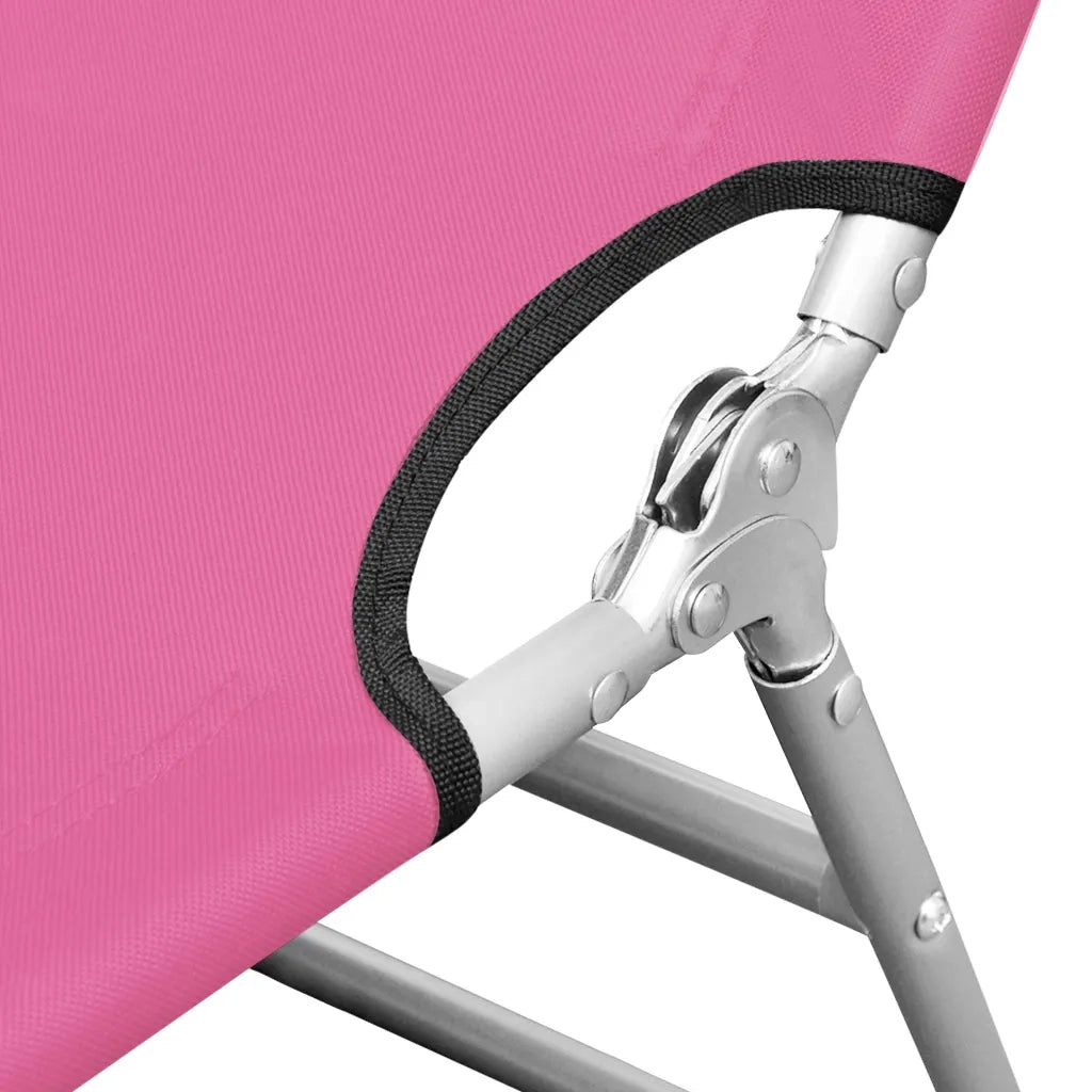 Lettino Prendisole Pieghevole con Poggiatesta Acciaio Magenta 310333