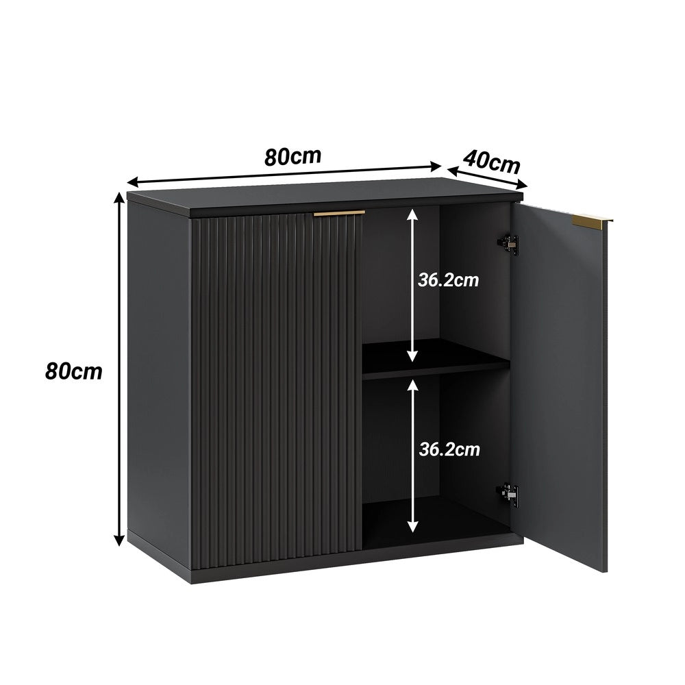 Mobile Contenitore Multiuso ¨C MINIMAL ¨C Nero, Legno Chiaro, 60x30x70