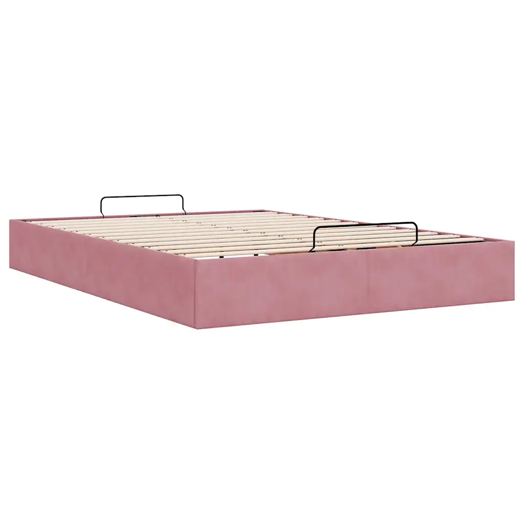 Struttura Letto Pouf senza Materasso Rosa 140x190 cm in Velluto 3310966