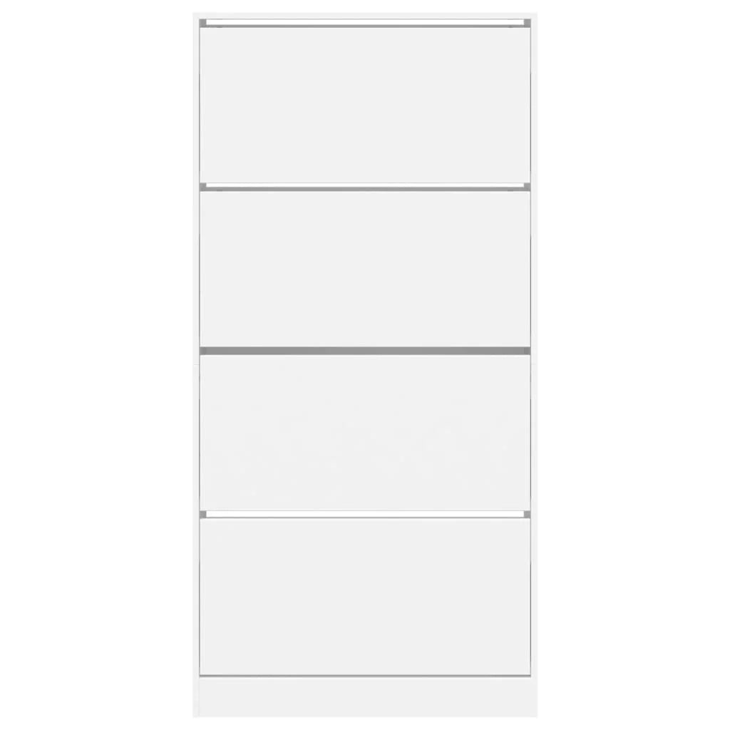 Scarpiera mobiletto portascarpe mobile ingresso/corridoio/soggiorno 4 cassetti a ribalta 80 x 21 x 163,5 cm bianco 02_0021358