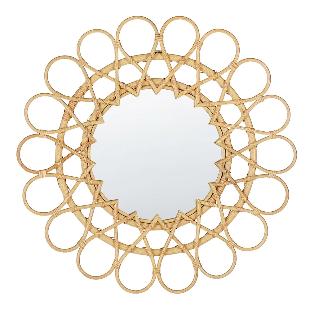 Specchio da parete Cornice in rattan naturale ø 60 cm a raggiera da appendere alla decorazione del soggiorno