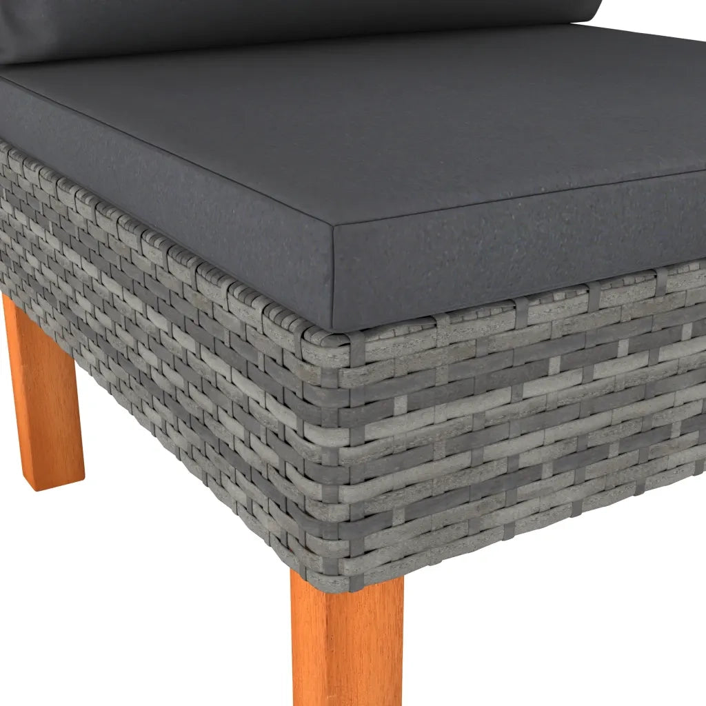 Divani Centrali 2 pz Polyrattan e Legno Massello di Eucalipto 315756