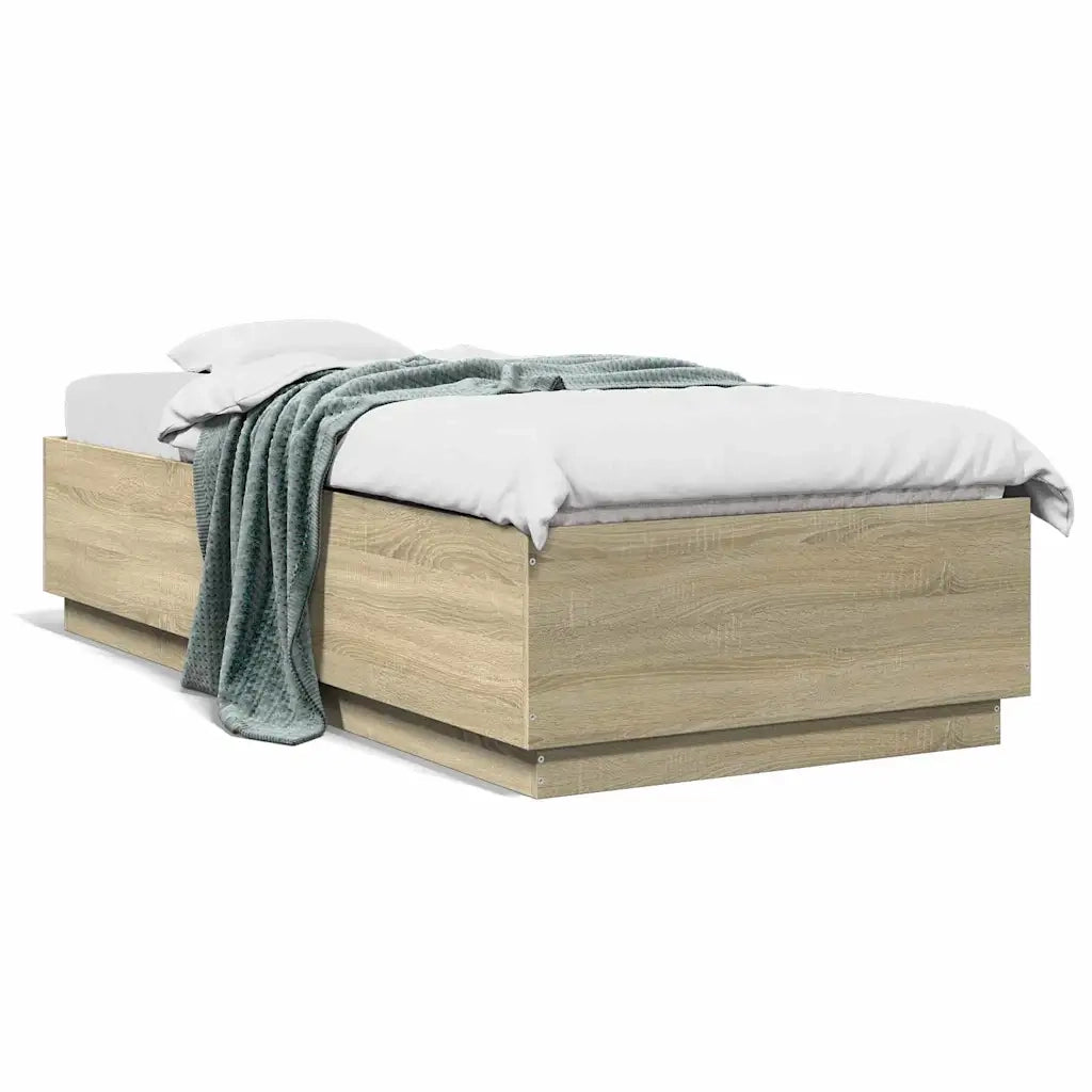 Letto singolo | Letto per adulti | Giroletto Rovere Sonoma 100x200 cm in Legno Multistrato