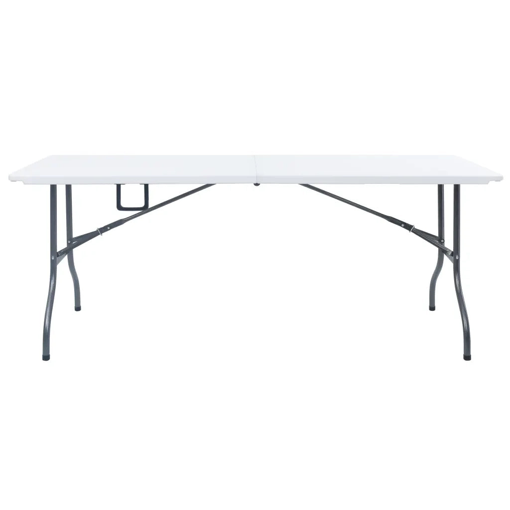 Tavolo Giardino Pieghevole 2 Panche 180cm Acciaio e HDPE Bianco cod mxl 38684