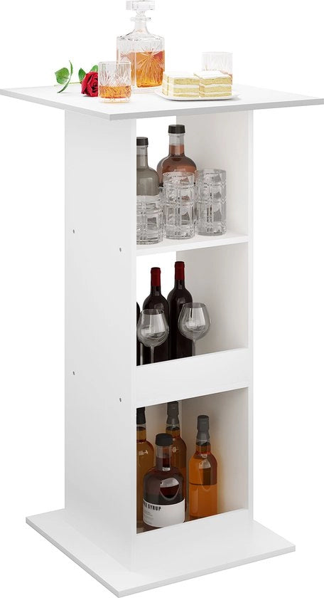 Tavolo da Cucina - Tavolo da Bistro - Tavolino da Angolo - In Legno - Bianco 60x60x112 cm