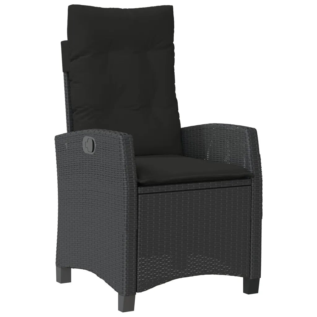 Set da Pranzo da Giardino 3 pz | Set Salotto da Giardino con Cuscini Nero in Polyrattan