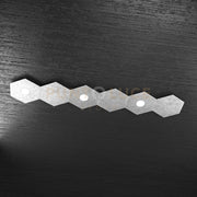 HEXAGON APPLIQUE-PLAFONIERA 3 LUCI + 3 DECORATIVO FOGLIA ARGENTO 1142-3L3D-FA