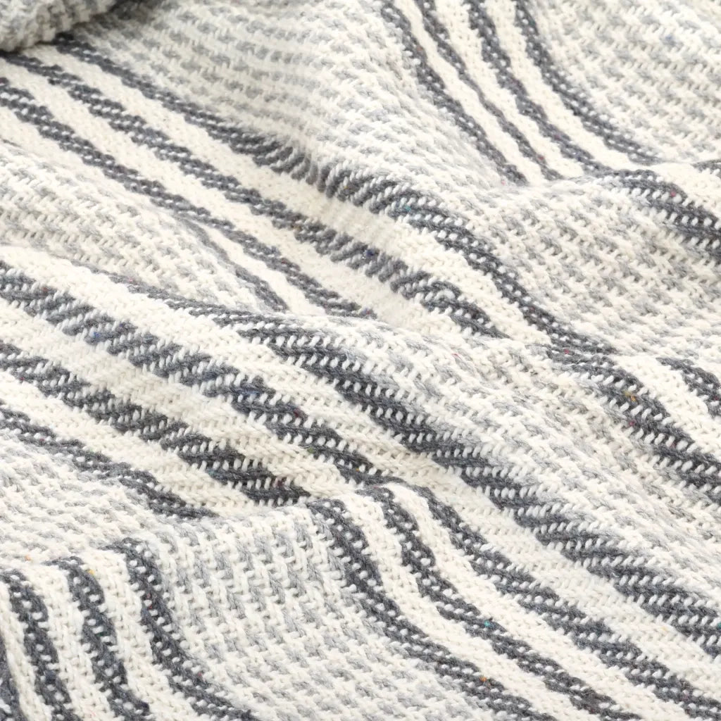 Copriletto in Cotone a Righe 160x210 cm Grigio e Bianco 245328