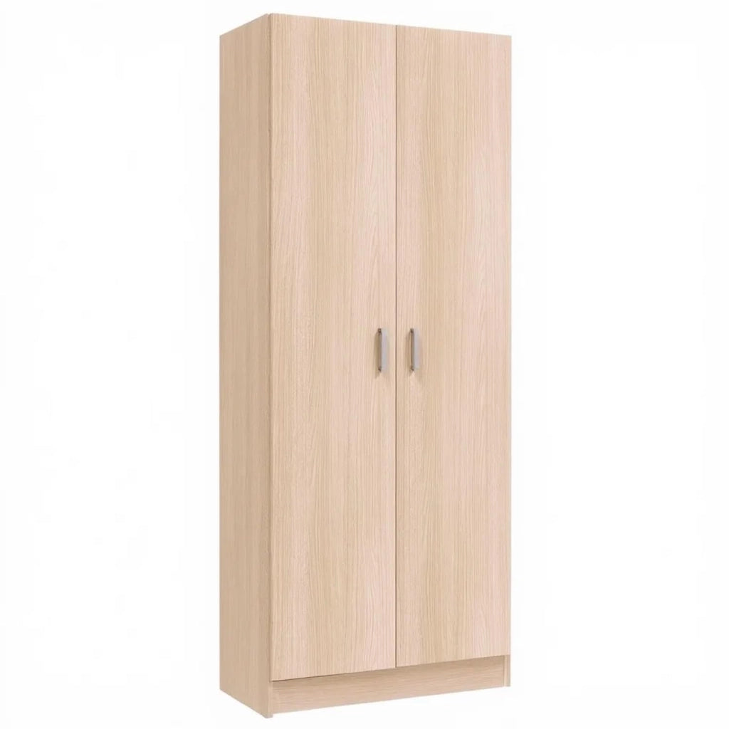 Armadio Multiuso A 2 Ante E 8 Ripiani Regolabili Mobile Armadietto Salvaspazio Per Bagno Lavanderia Ingresso Camera Da Letto Struttura Compatta E Capiente 180 x 59 x 37 Cm Colore Rovere