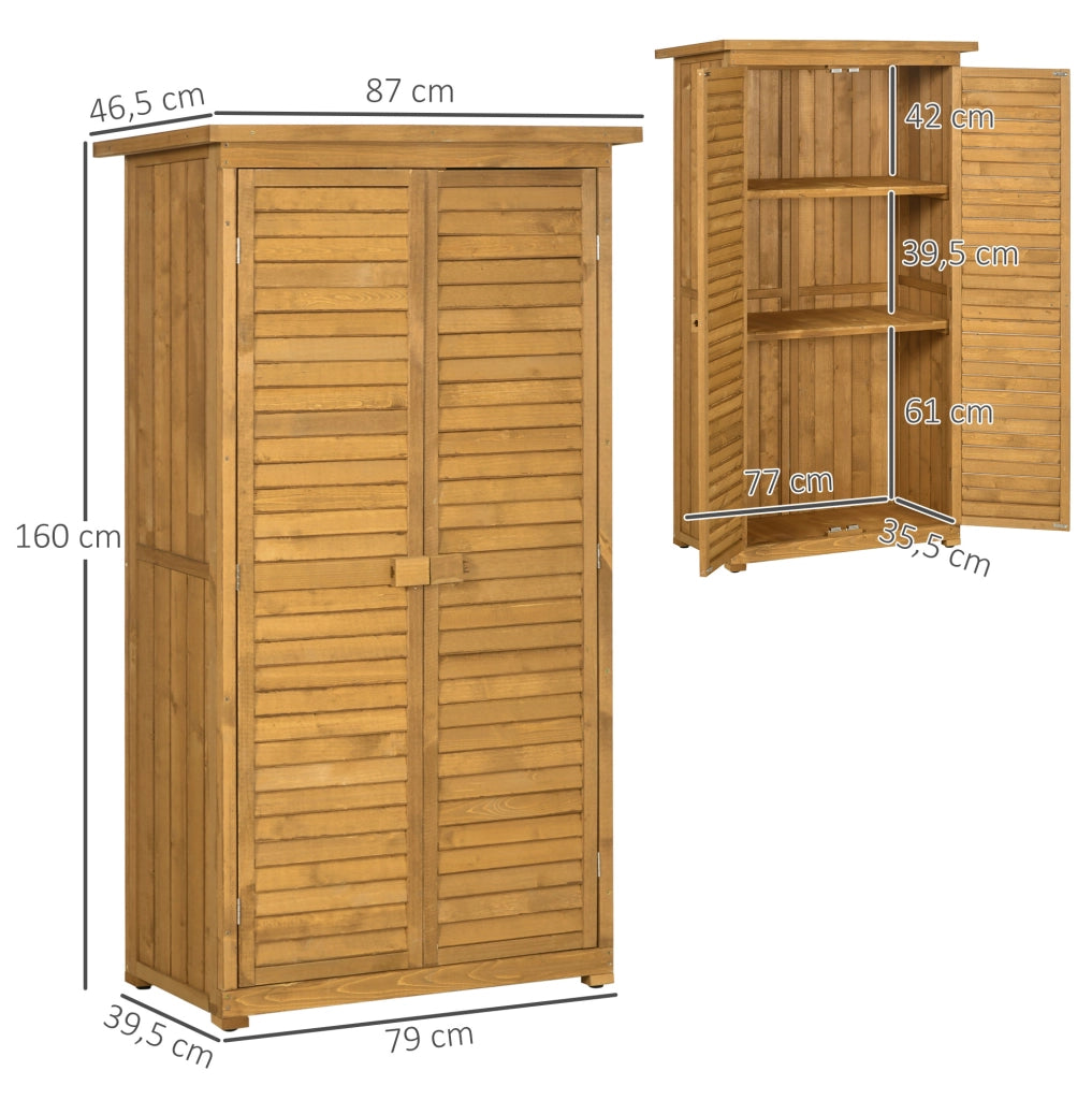 Armadio da giardino con 3 ripiani in legno di abete 87x46,5x160 cm