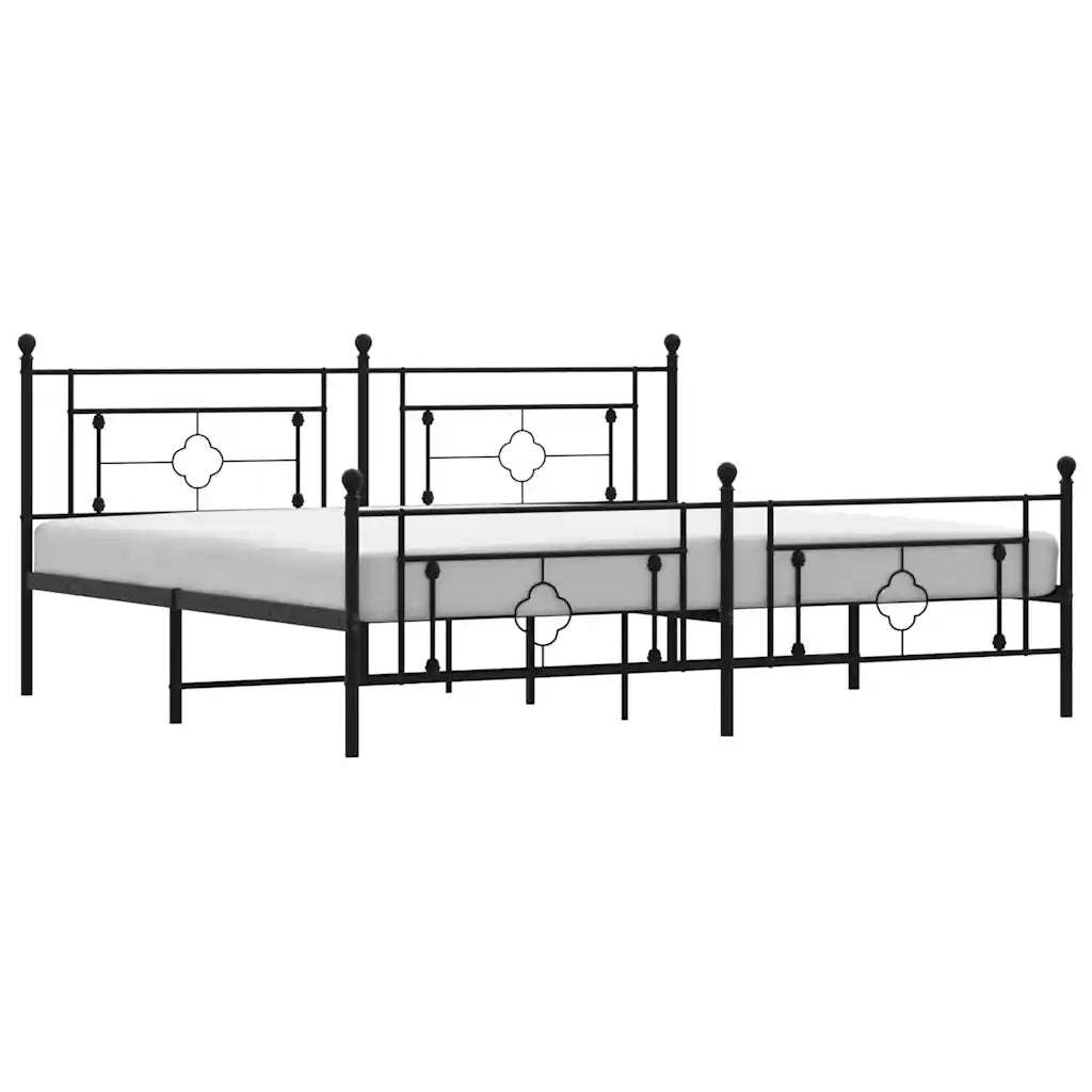 Giroletto con Testiera e Pediera-Struttura Letto Metallo Nero 193x203 cm 285368