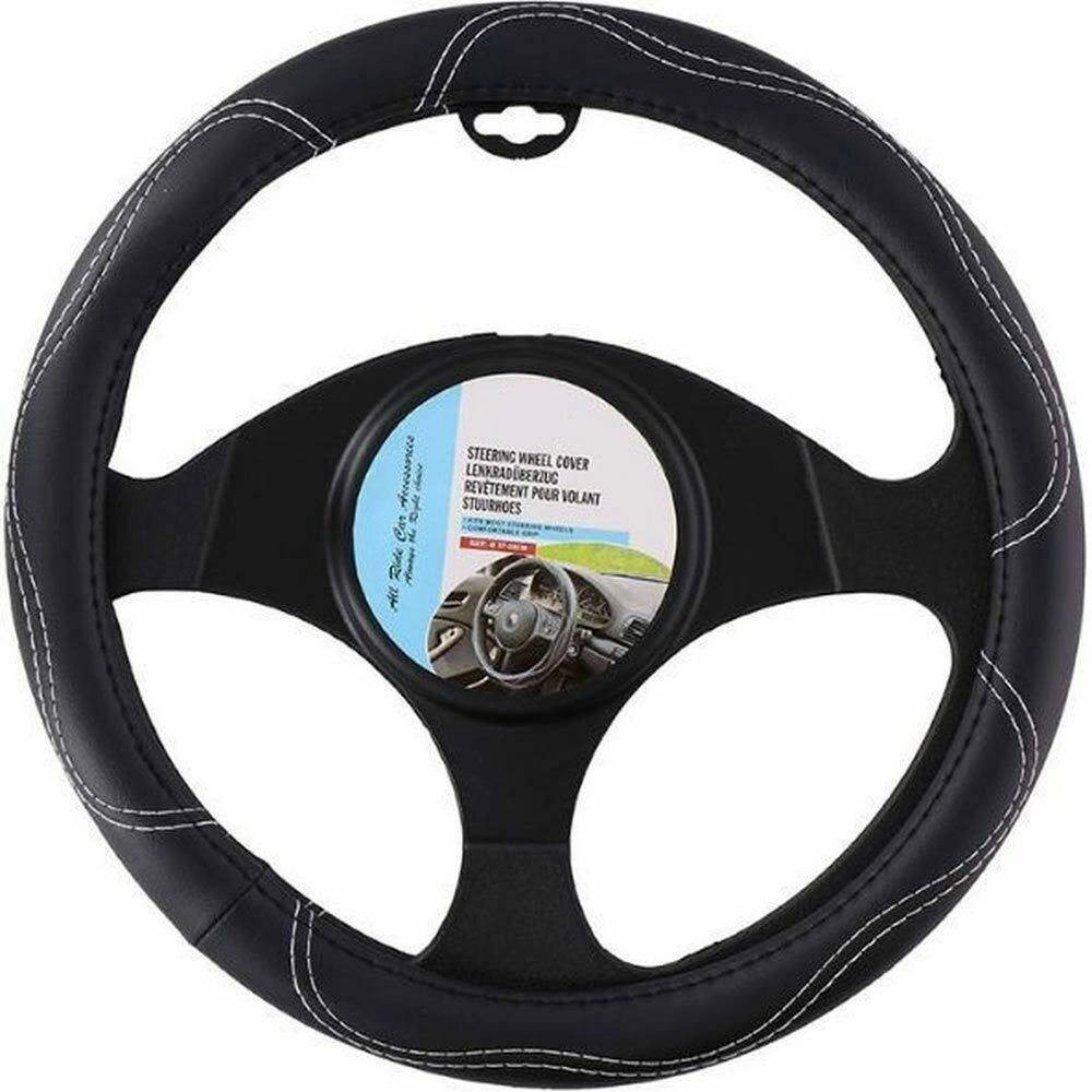 Trade Shop - Coprivolante Universale Auto In Ecopelle Copertura Sterzo Macchina Camper 38cm -