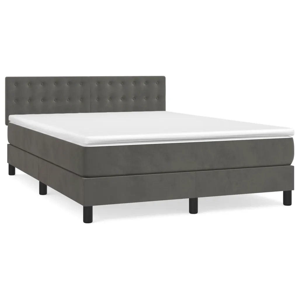 Giroletto a Molle con Materasso Grigio Scuro 140x190 cm Velluto 3141540