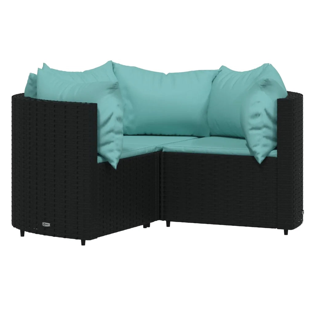 Set Divani da Giardino 4 pz | Set Salotto da Giardino con Cuscini Nero in Polyrattan