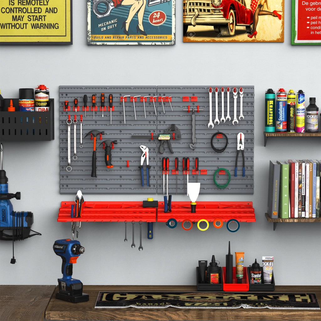 Libreria a muro per utensili con ganci ¨C zephmum ¨C 95.5x53.5x23 cm