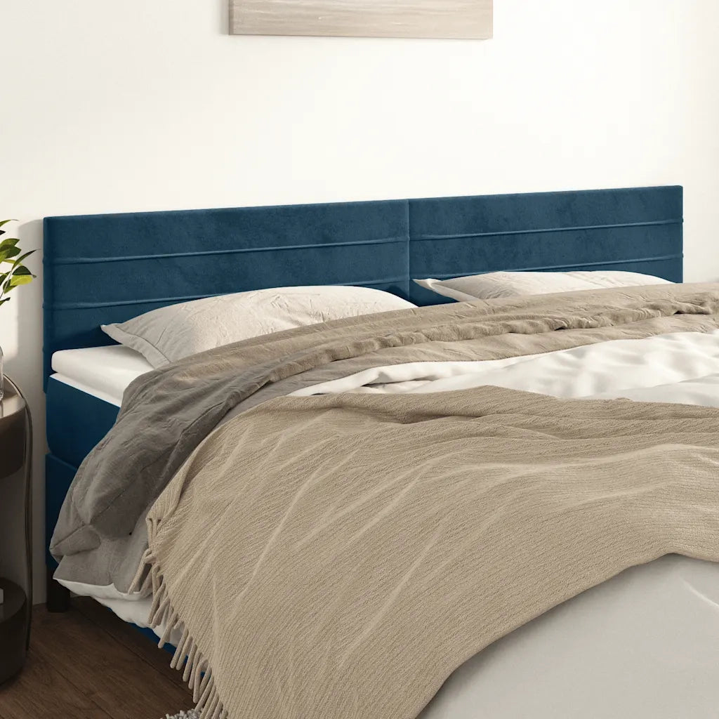 Testiere 2 pz Blu Scuro 100x5x78/88 cm in Velluto