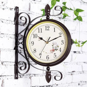 Clessidra a doppia faccia stile retro antico con design in acciaio inossidabile - Orologio stazione a batteria alimentato con cifre arabe per giardini, corridoi e stazioni