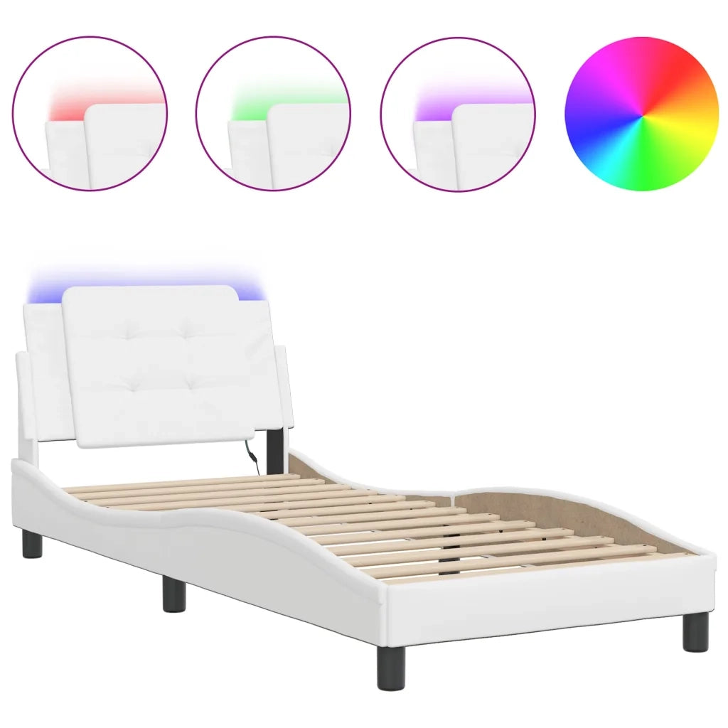 Giroletto con LED senza Materasso-Struttura Letto con LED Zadar Bianco 90x190 cm