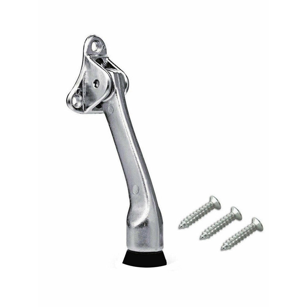 Trade Shop - Ferma Porta In Acciaio Base Antiscivolo Blocca Porta Viti Fermaporta 125mm 91103 -
