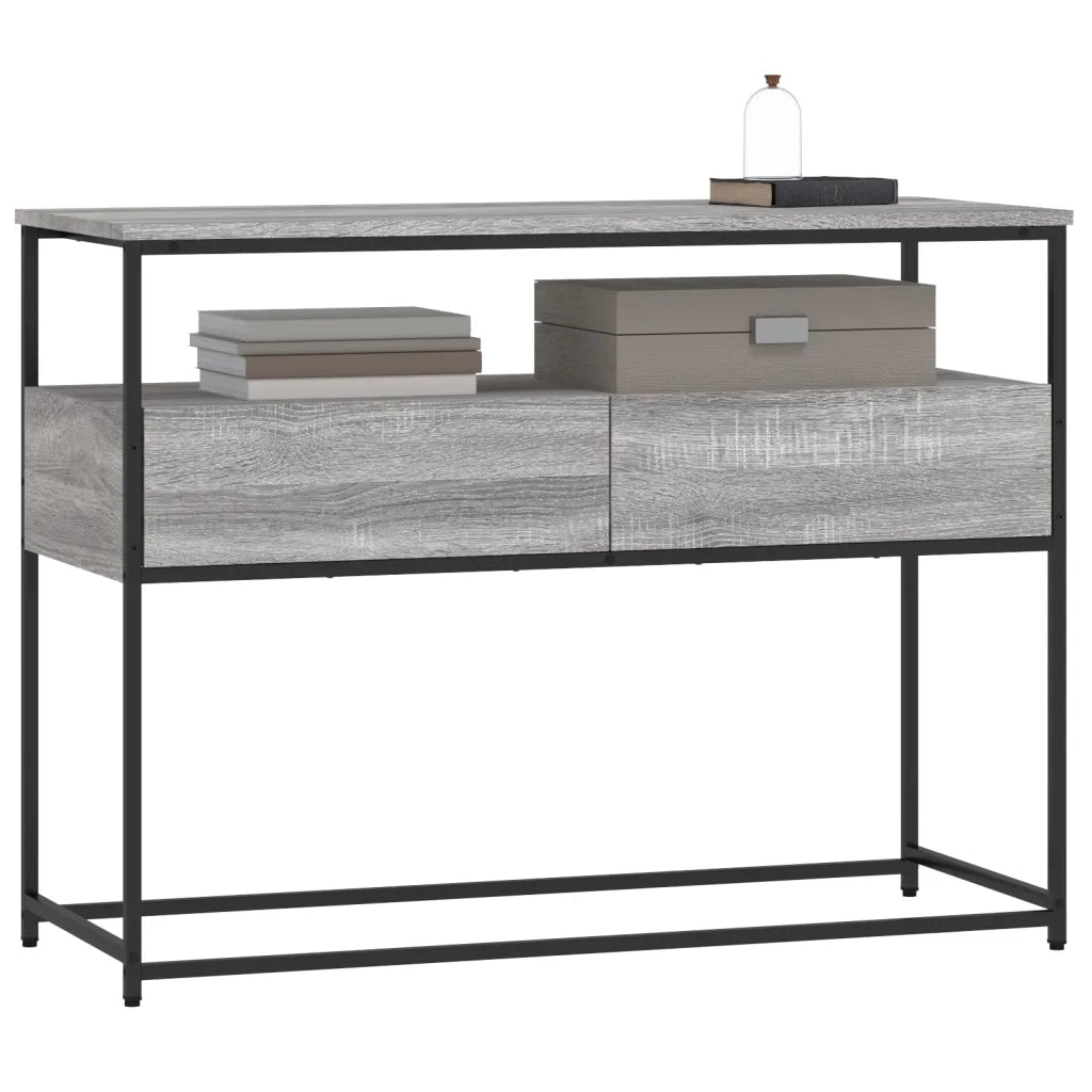 Tavolino Consolle-Tavolino da soggiorno-Tavolino da Salotto Grigio Sonoma 100x40x75cm Legno Multistrato
