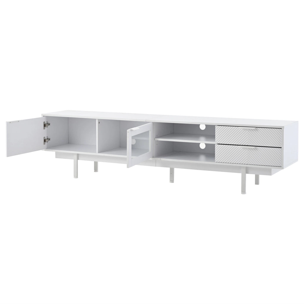 Mobile TV con 2 Ante e 2 Cassetti ¨C MINIMAL ¨C Bianco, 200x40x50.5 cm