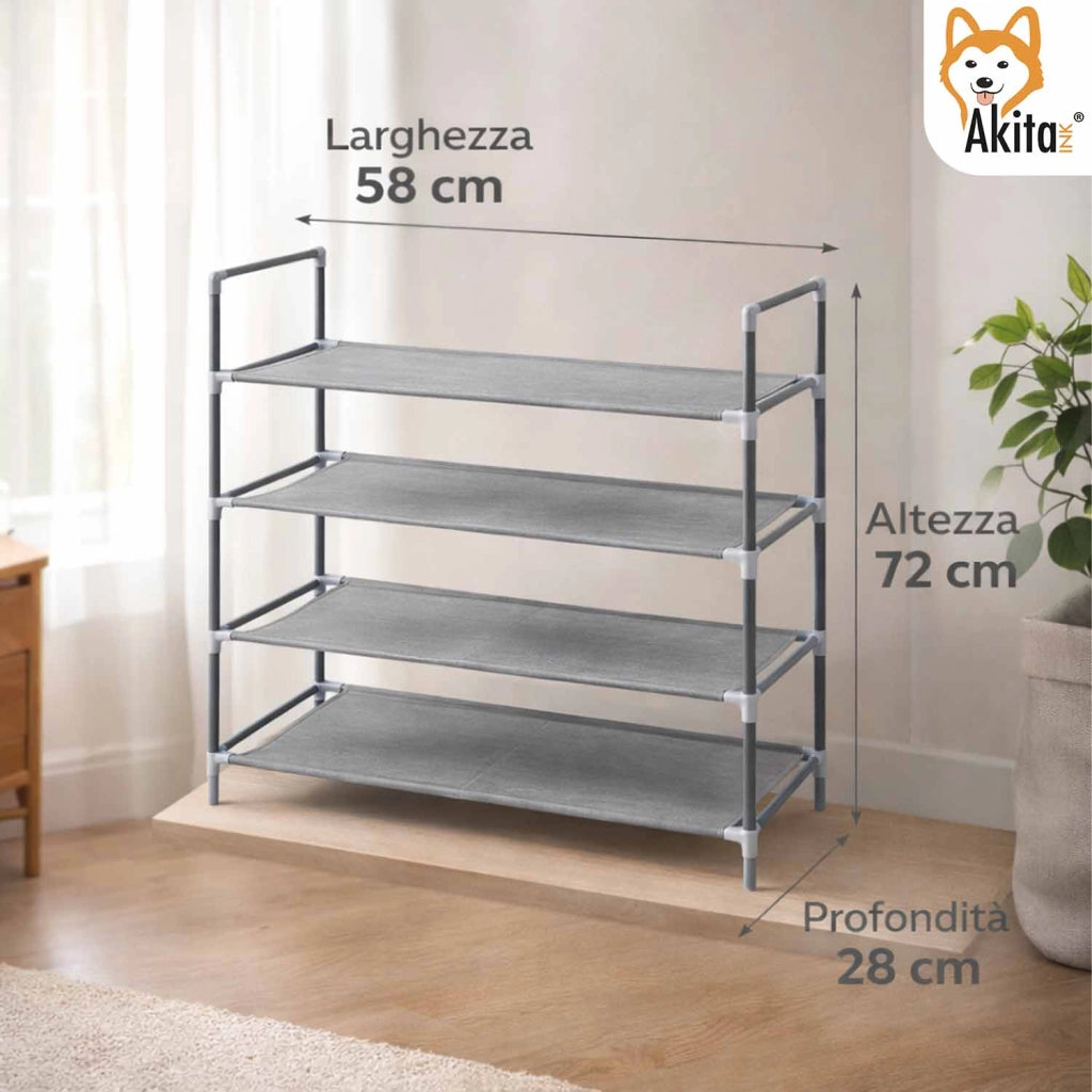 Akitaink Scarpiera 4 Ripiani Metallo Tessuto