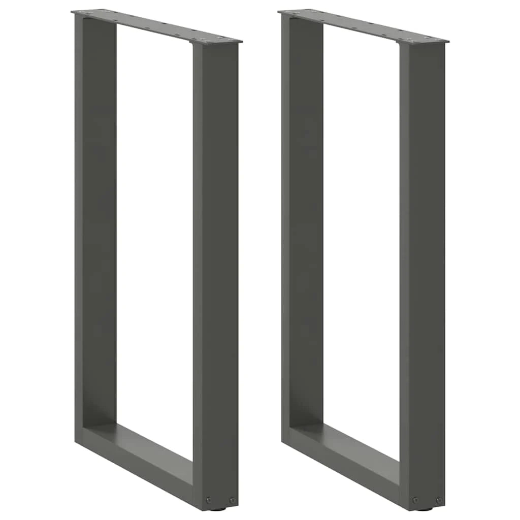 Set di 2 gambe per tavolo da bar a forma di U 60 x 90 cm design robusto con piedini regolabili design moderno in acciaio antracite 02_0057466