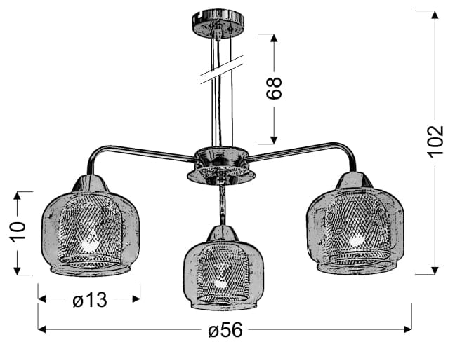 Lampadario Candellux RAY 3 luci E14 cromo vetro trasparente
