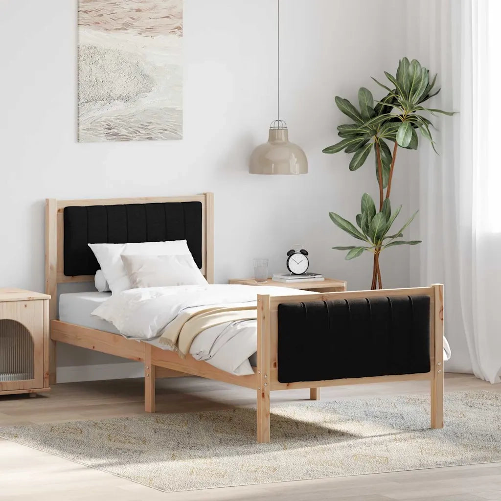 Struttura del Letto con testiera Marrone e nero 75 x 190 cm