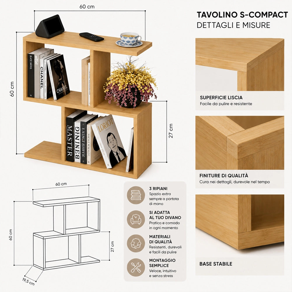 Tavolino da Caffè Quercia Tavolo S Divano Soggiorno Design Moderno 60x60x19.5 cm