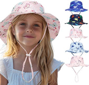 Cappello per bambini con protezione UV - adattabile - con cinturino - stampa cartoon - misura testa 52-54 cm