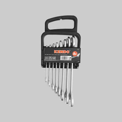 SERIE CHIAVI A FORCHETTA CON SUPPORTO KENDO 8 PEZZI Contenuto 6-7-20-22 mm - KENDO