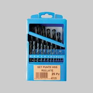 SERIE PUNTE 'RULLATE' PER FERRO IN CASSETTA 25 pezzi - 1÷13 mm - ECEF