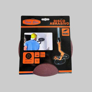 DISCO ABRASIVO VELCRATO PER LEVIGATRICE IDEAL STAR Ø 225 Grana 80 - Conf. 5 pezzi - IDEAL STAR