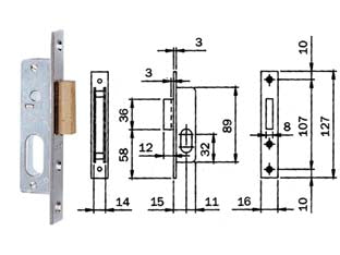 SERRATURA DA INFILARE PER MONTANTI SOLO CATENACCIO 760  mm.15 (7601510)    ISEO