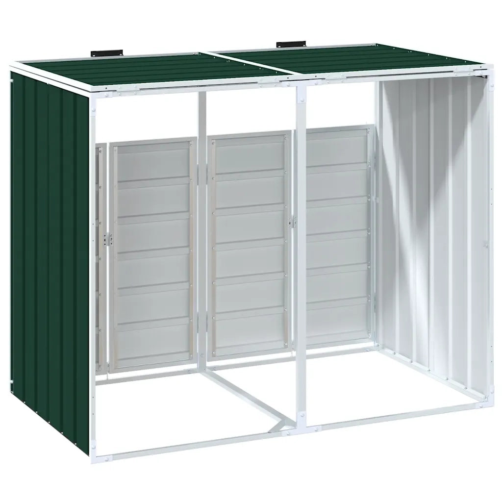 Copribidone con Ruote per 2 Bidoni Verde 144x81x113 cm Acciaio CFW7438769