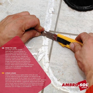 Ambro-Sol P301 Sciogli Silicone, Rimuove il Silicone e Relativi Residui senza Aggredire le Superfici e senza Opacizzarle, Agisce Rapidamente, Bomboletta Spray in Banda Stagnata Riciclabile 400 ml