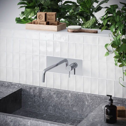 Rubinetto miscelatore monocomando per lavabo incasso 2 fori con bocca a muro serie stick  1/2  Rubinetteria paffoni spa