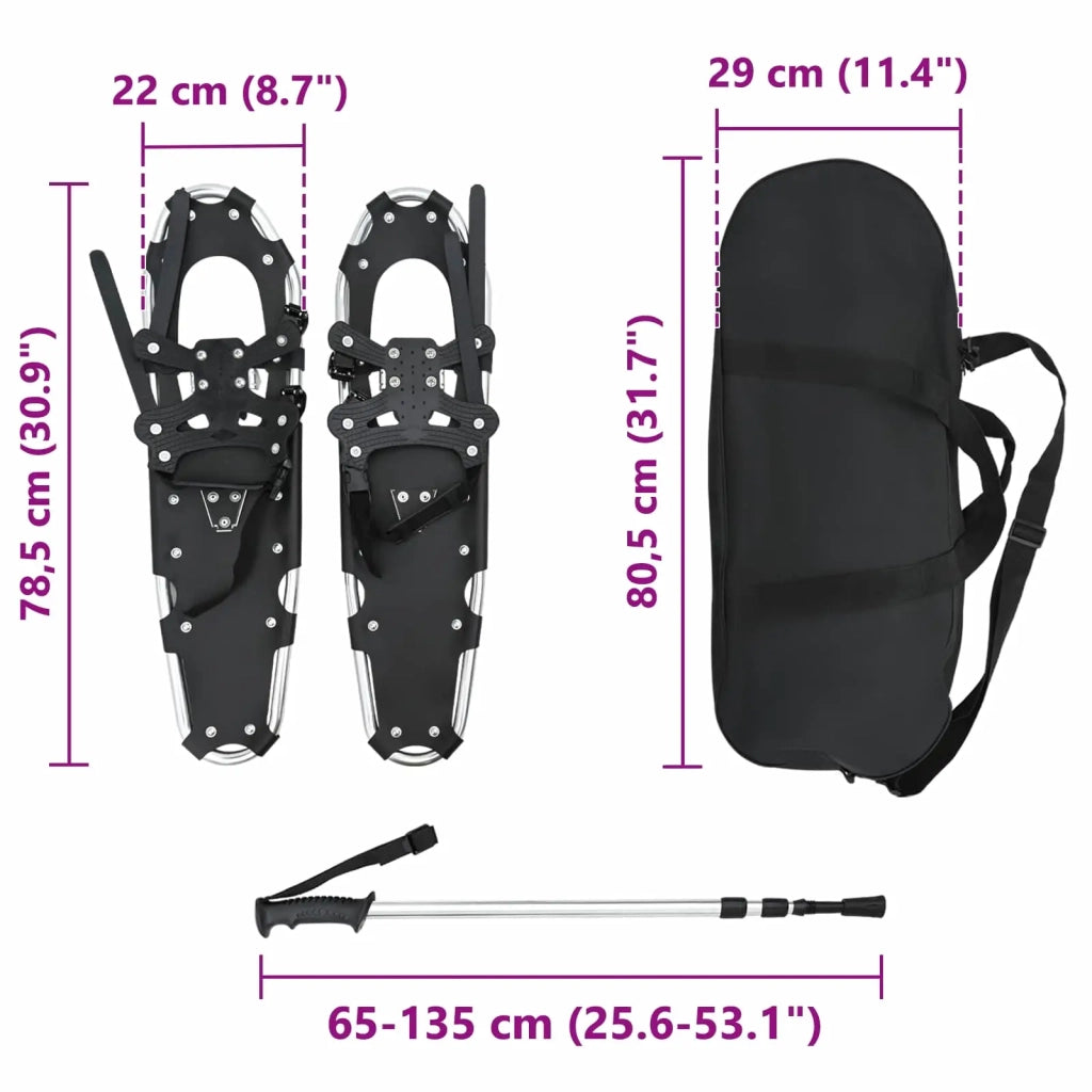 Racchette da neve 3 in 1 con bastoni da trekking Argento e Nero CFW5547318