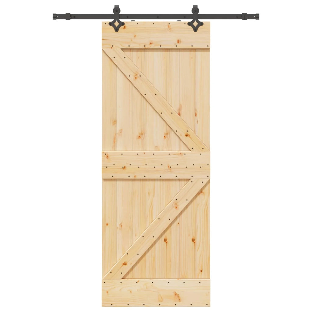 Porta scorrevole NARVIK Naturale e Nero 80 x 210 cm (152,5 cm)